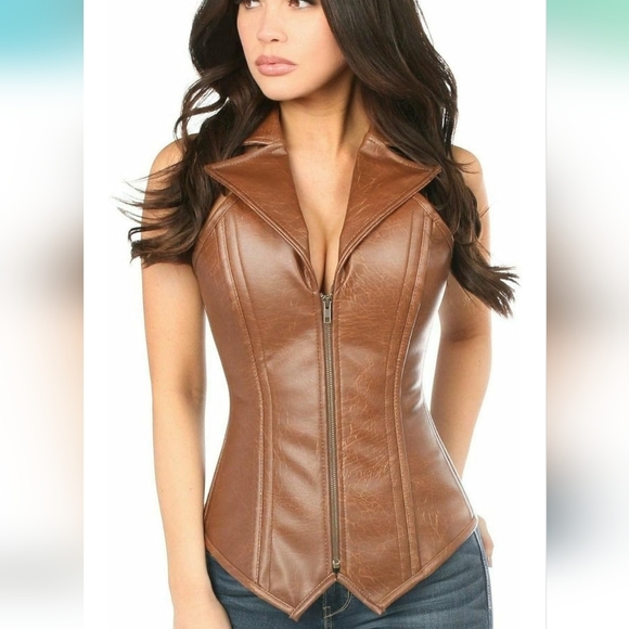 Daisy Corsets Womens Faux Leather Steel Boned Halter Top Corset 5X New W/ Tags! - Picture 4 of 7